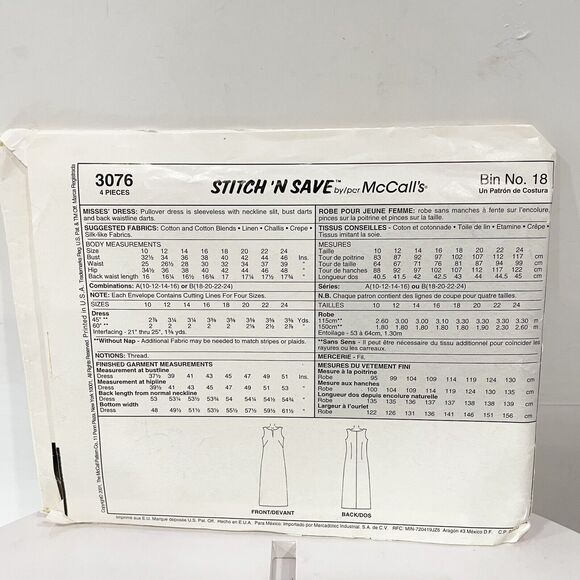 UNCUT Vintage McCall’s Sewing Pattern 3067 Dress Stitch ‘N Save Sz 10-16 - Picture 2 of 4